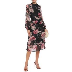 Walter Baker Floral Print Long Sleeve Emiko Midi Dress